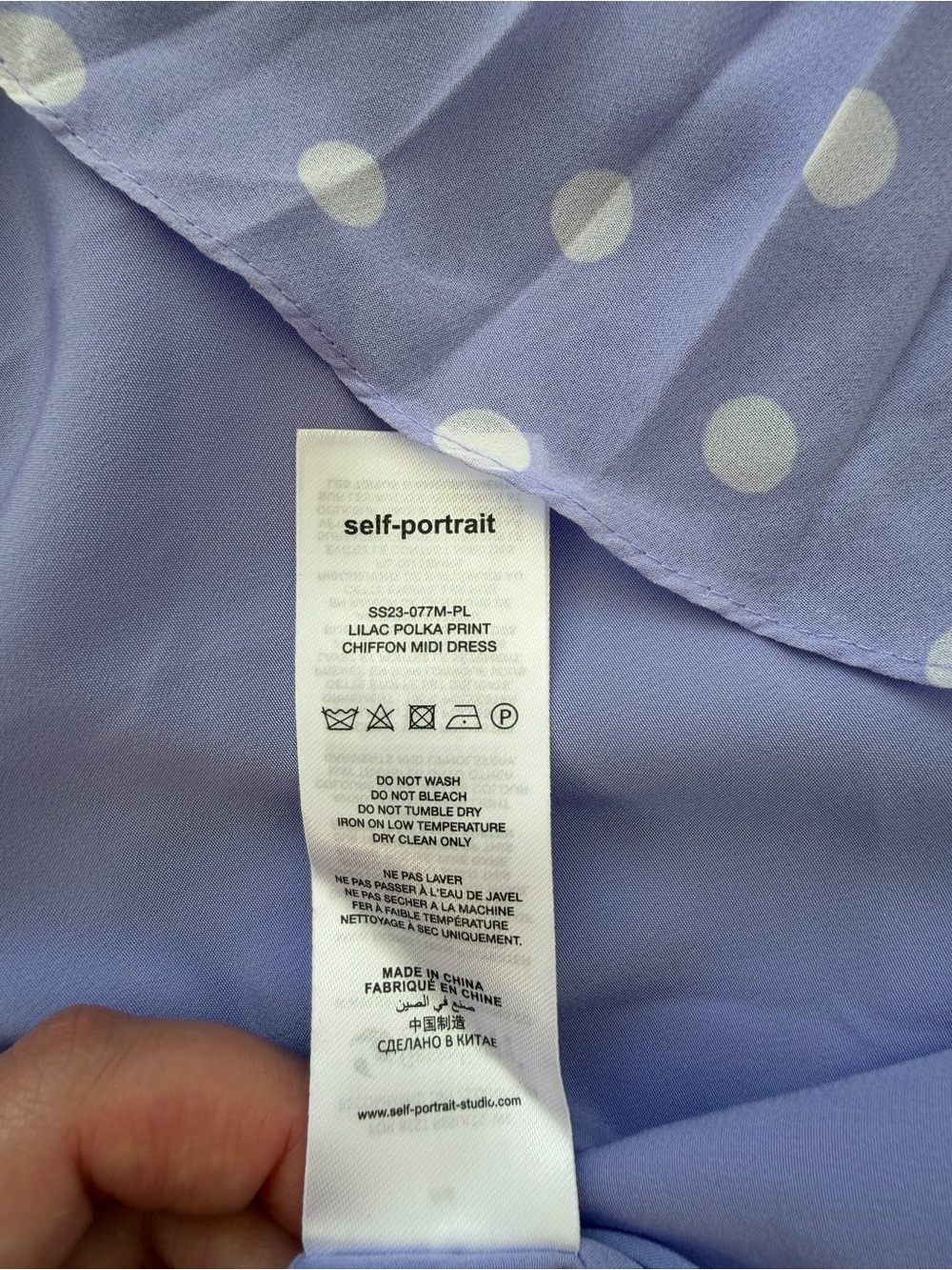 Self-Portrait Lilac Polka-Dot Print Pleated Chiffon Midi Dress US 8 - Picture 10 of 16